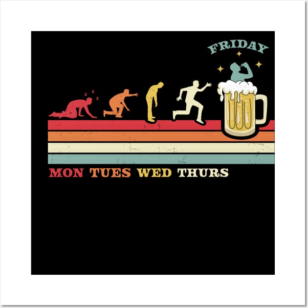 Monday Tuesday Wednesday Thursday Friday Funny Beer Drinking Wall Art by OrangeMonkeyArt